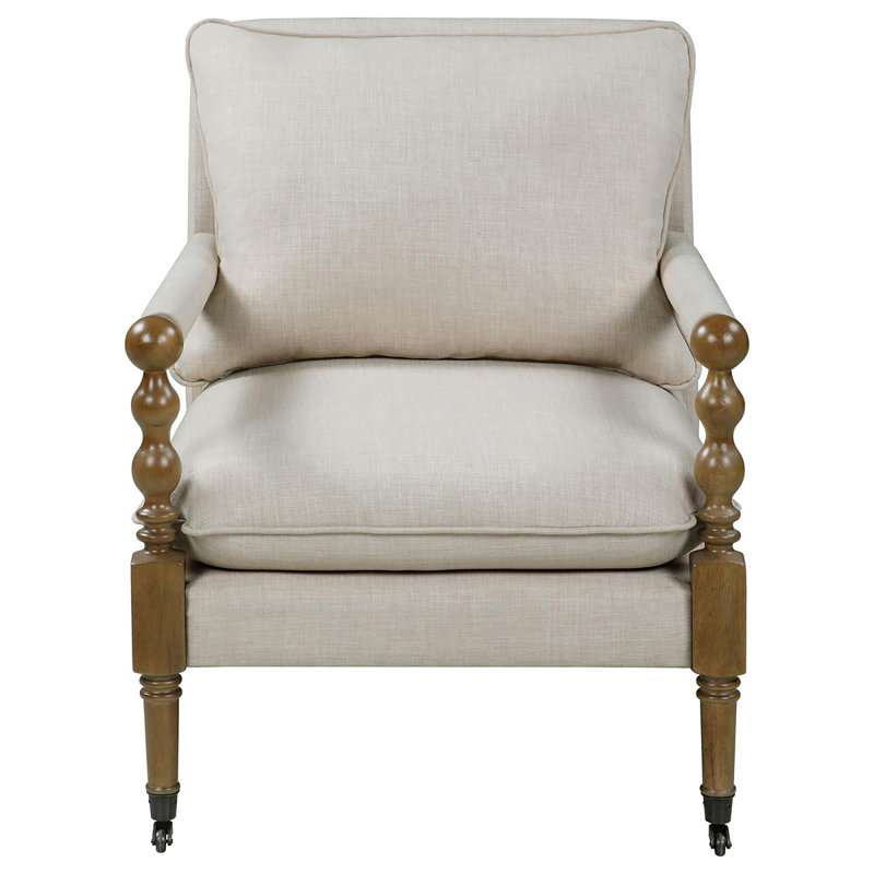 Wooden Accent Chair With Turned Legs