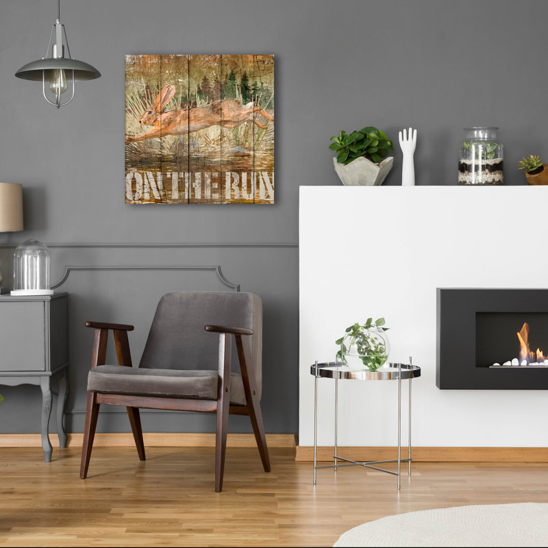  «Rabbit On The Run» par Art Licensing Studio, art mural en verre acrylique, 24 po x 24 po, H 24 po x l 24 po