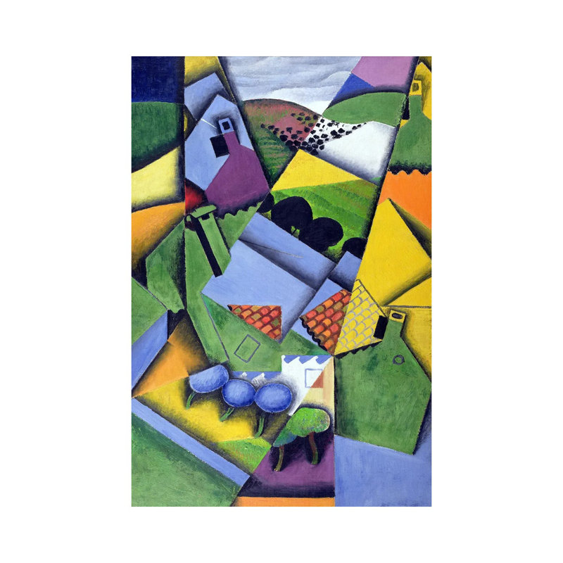 Toile en métal Steemplix - Paysage et maisons à Céret, 1913 par Juan Gris