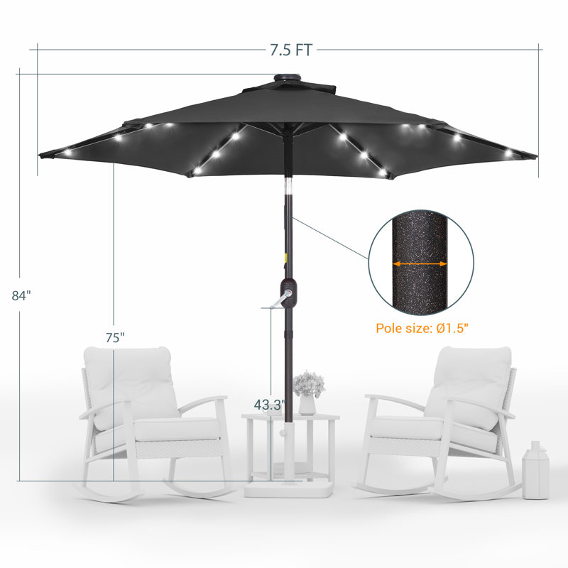 Parasol de marché éclairé Elbe, Noir