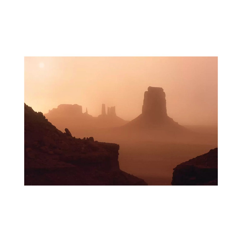 Sandstorm Enshrouding Mittens, Monument Valley, Arizona 1 Piece Wrapped Canvas Wall Art, 20.32 cm H x 30.48 cm W