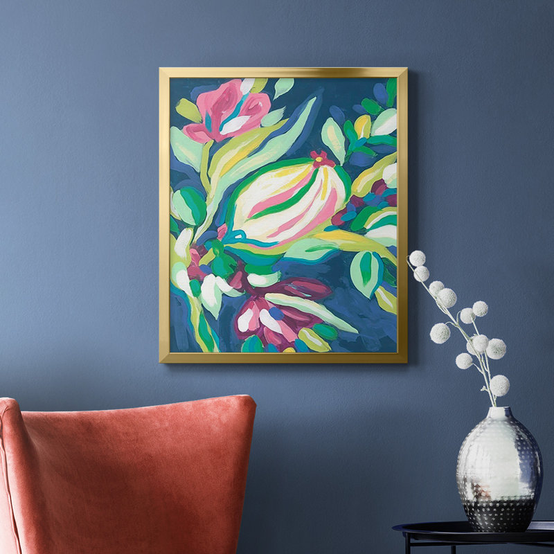 Toile encadrée de qualité supérieure Blue Tropics III - prête à être accrochée, Cadre doré à coins fermés, H 20 po x l 16 po
