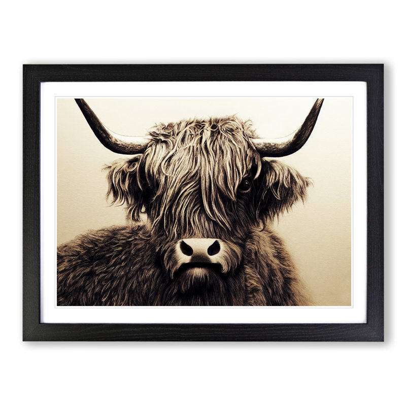 Highland Cow View Vol.3 - Framed Print, Black, 25cm H x 34cm W x 2cm D