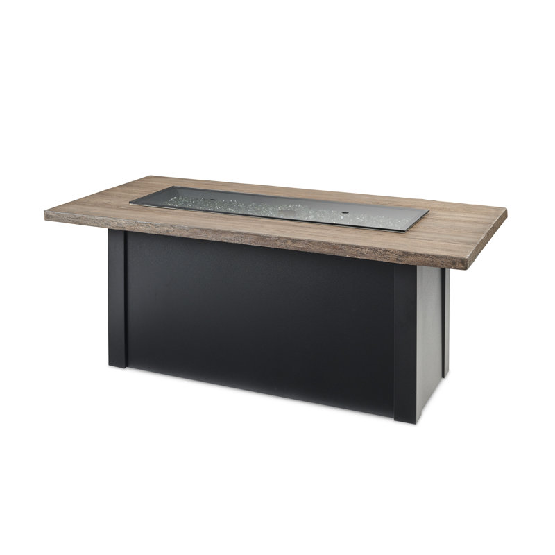Havenwood Rectangle Smokeless Fire Pit Table with Hidden Fuel Tank, Black 