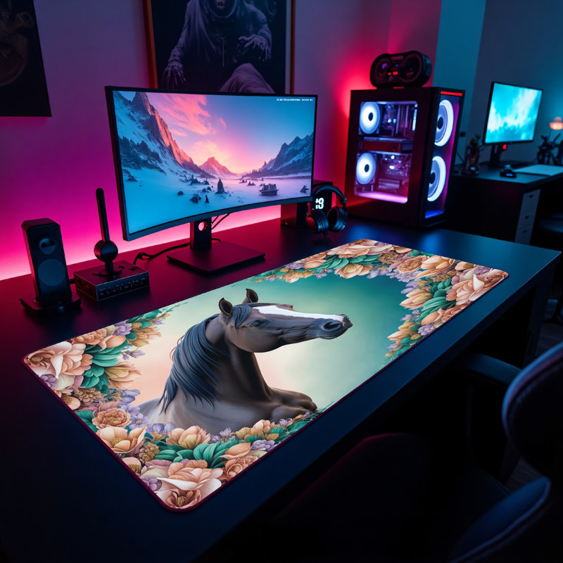 Majestic Floral Horse Desk Mat, 31.5x15.5