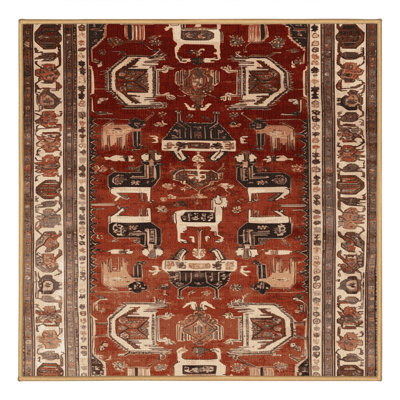 Machine Washable Persian Brown Area Rug
