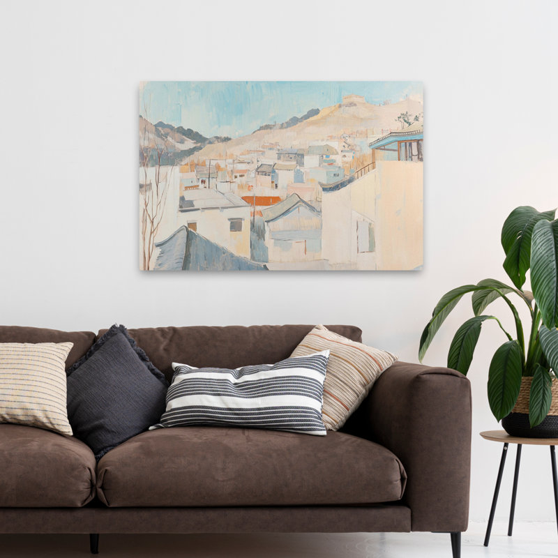 Pastel Cityline - Contemporary Hillside Village, couleurs pastel, H 48 po x l 32 po