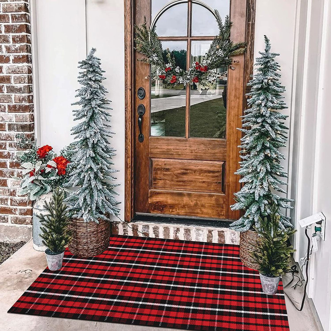 Cotton Plaid Indoor / Outdoor Rug August Grove®