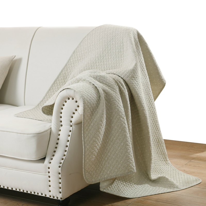  Jeté en courtepointe en coton, Beige