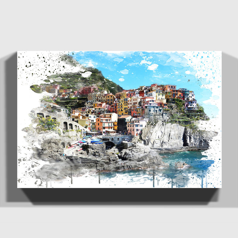 Landscape Cinque Terre Italy - Wall Art, 70cm H x 100cm W, Wrapped Canvas