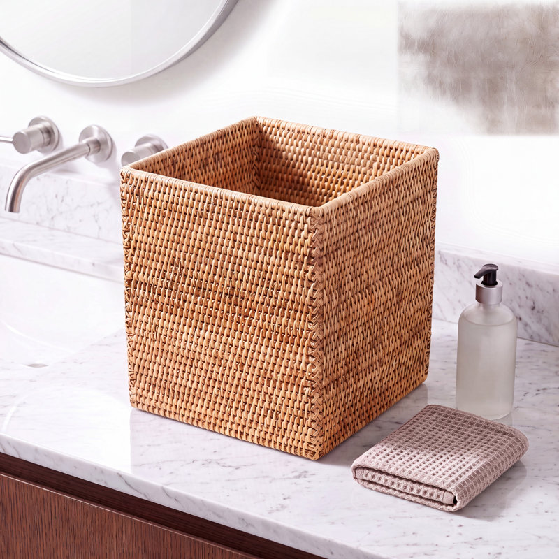Corbeille à déchets carrée, Naturel mat