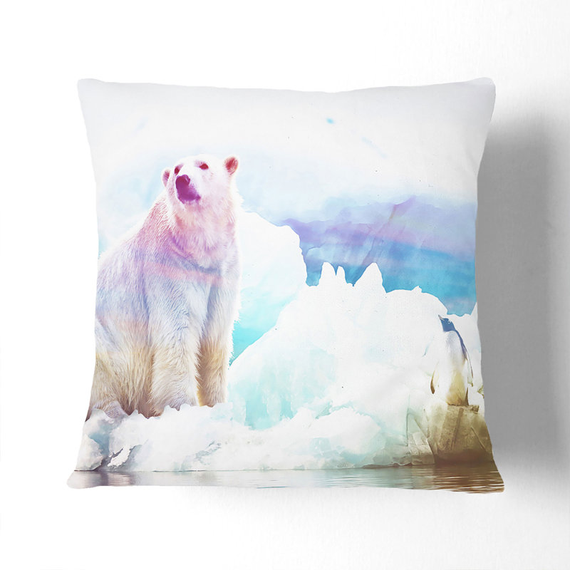 Penguin & Polar Bear Cushion with Filling, 40cm H x 40cm W x 15cm D, Black