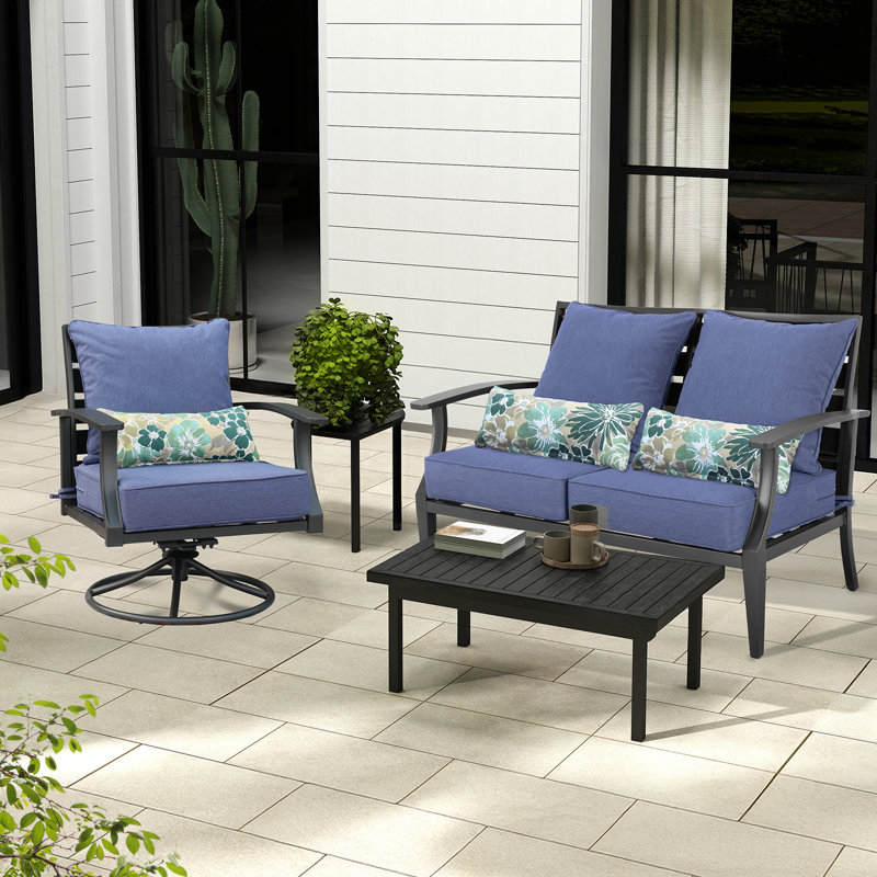 Aoodor Outdoor Seat/Back Cushion, Chambry Blue, 22" W x 24" D