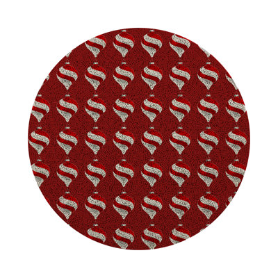 Xmas Ornament Red Round Beaded Placemat Smooth