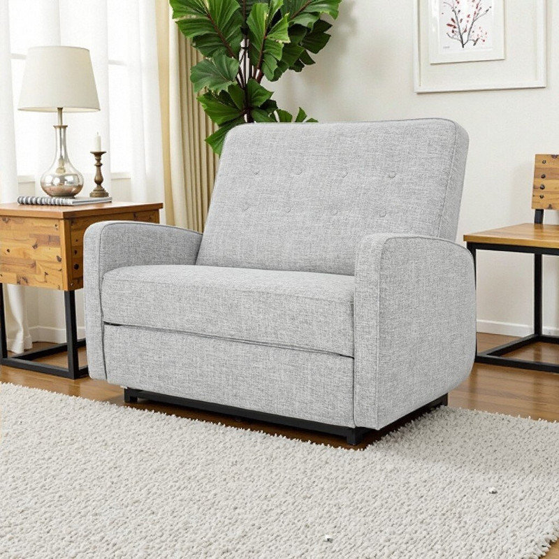 Fauteuil inclinable manuel en tissu d'ameublement durable, Gris clair