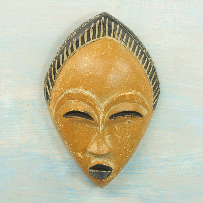 Décoration murale masque africain, Orangé