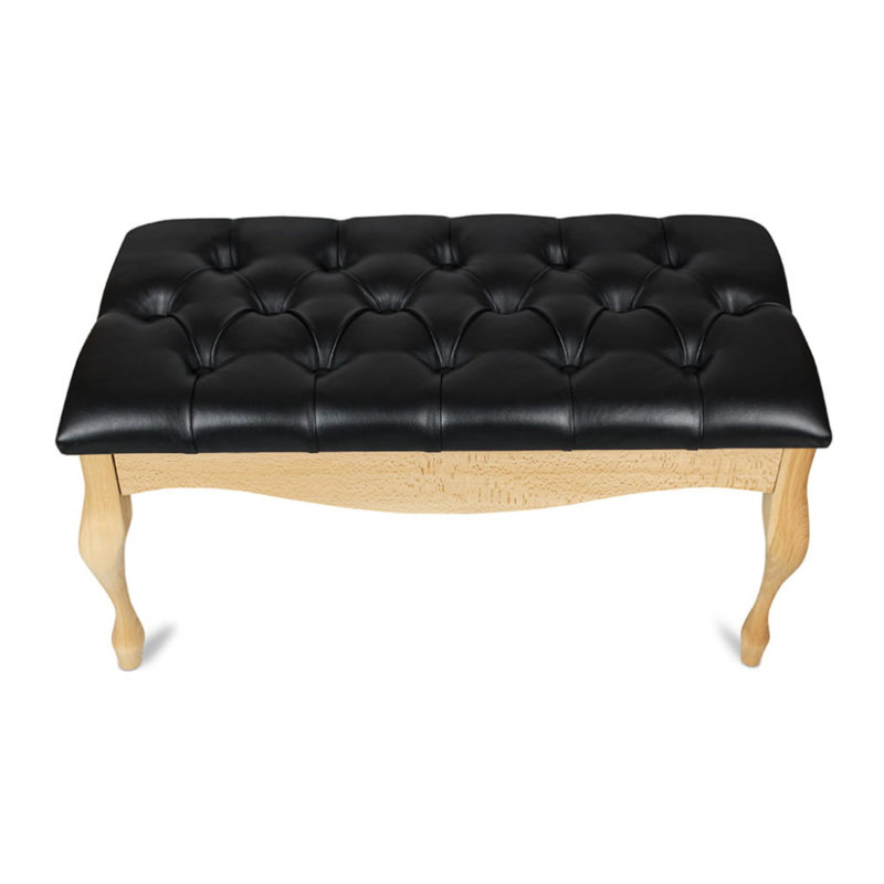 Faux Leather Upholstered Bench, Black/Natural