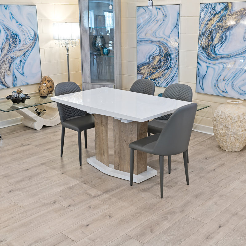 Splendora 4 -Person Butterfly Leaf Dining Set, Grey, White/Oak