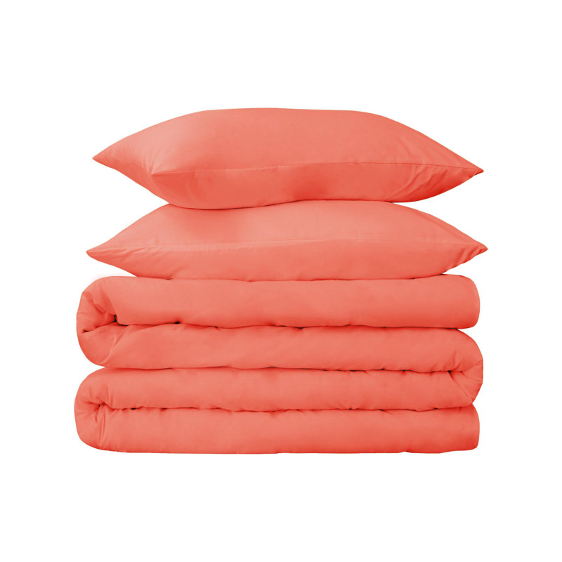 Classic 700 Thread Count Certified Certified Egyptian Cotton Sateen Duvet Cover Set, Coral