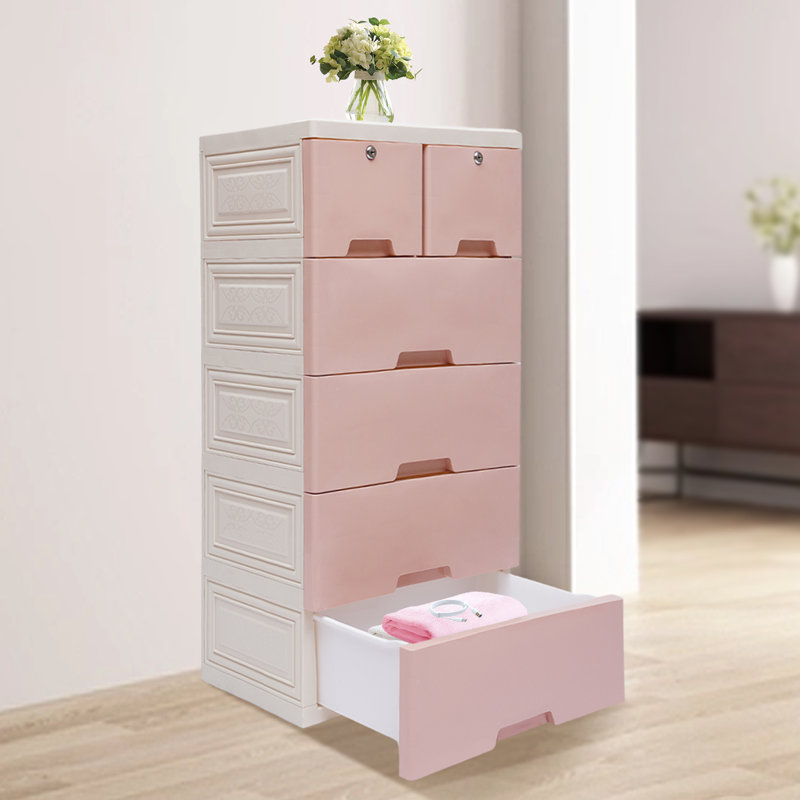 6 Drawer Storage Drawer, Pink