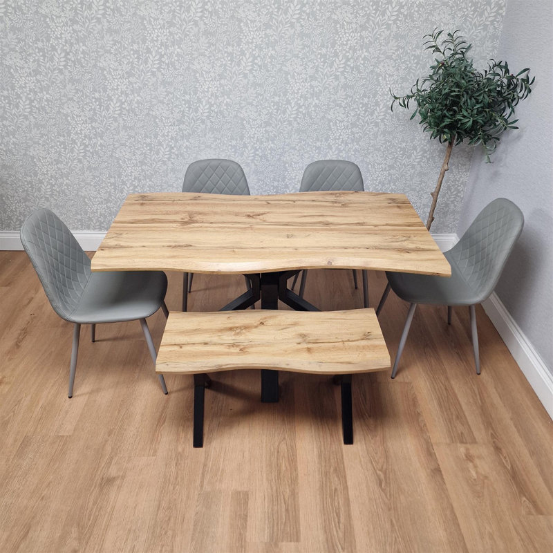 Dining Set, Grey, 75cm H x 117cm W x 77cm D