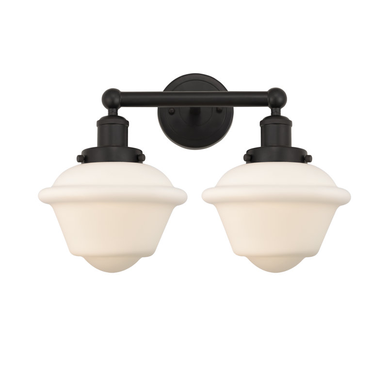 Éclairage pour meuble-lavabo à 2 lumières à intensité variable Grourke, Bronze huilé, Blanc mat