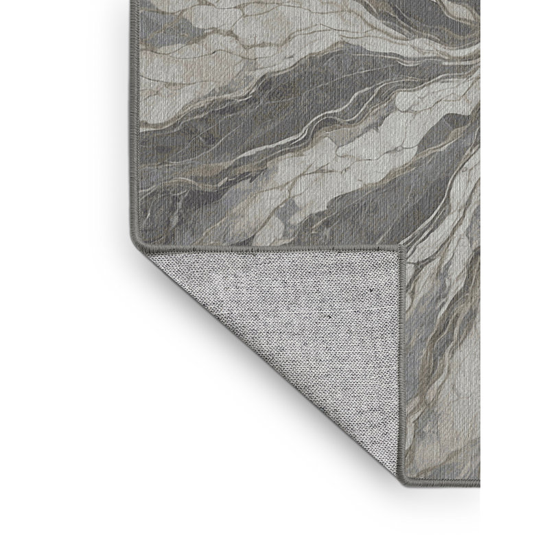 Machine Washable Gray Area Rug, Square 7'