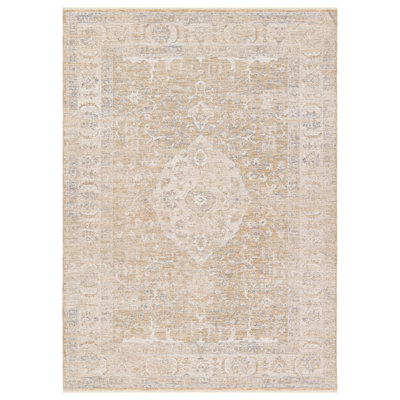 Vekhea Aslan VEK01 Medallion Tan/Ivory Area Rug (3'X9')