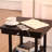 Modern Black End Table With White Shade, USB Charging, And Built-In Shelves
