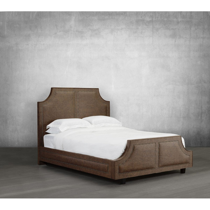 Lit plateforme en tissu d’ameublement Stoller, Très grand, Similicuir - caramel
