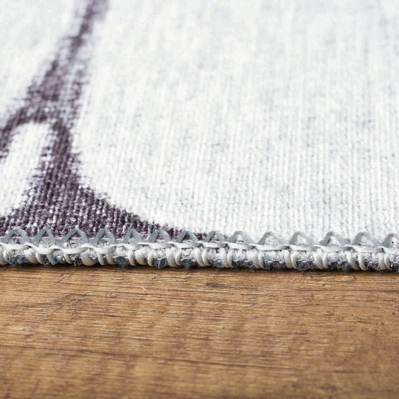 Tapis lavable en machine Premium, 4,6 x 6,2 pieds, 100% polyester, 1850 g / m² | Hauteur des poils: 0,2 po | Poly-coton écologique recyclé | Parfait pour le salon, la chambre à coucher et les endroits très passants
