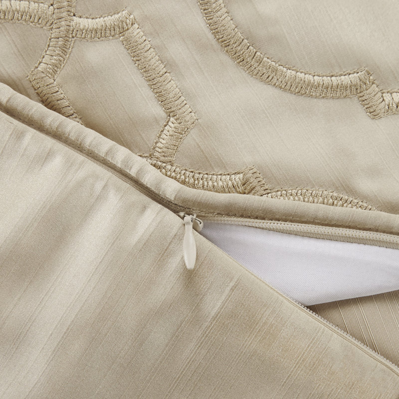 Champagne Embroidered Satin Euro Pillow Sham