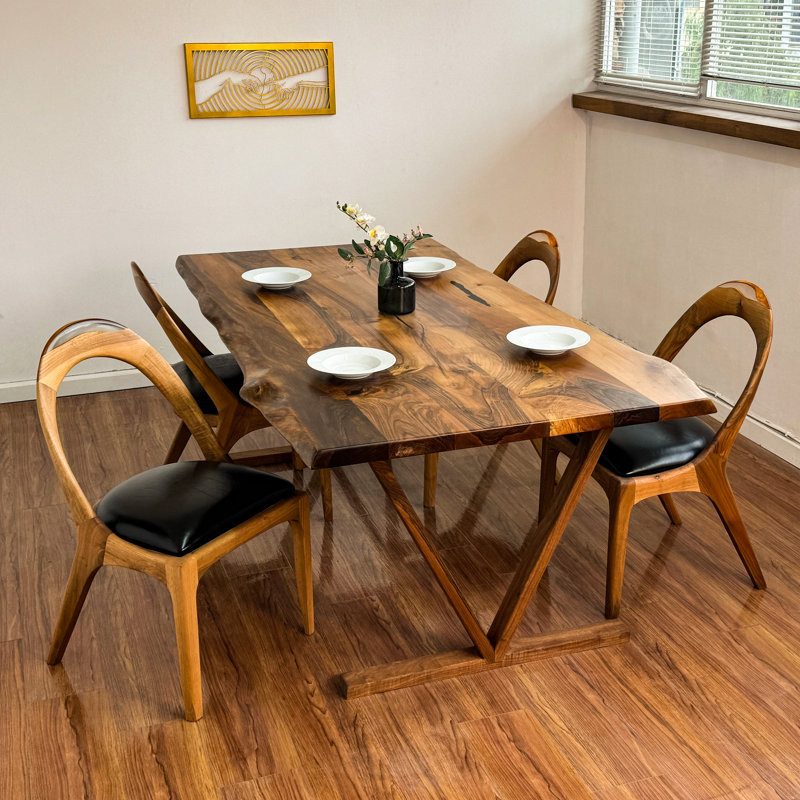 Table de salle à manger en bois de noyer massif Junilla, H 31,4 po x L 78,8 po x l 39,4 po