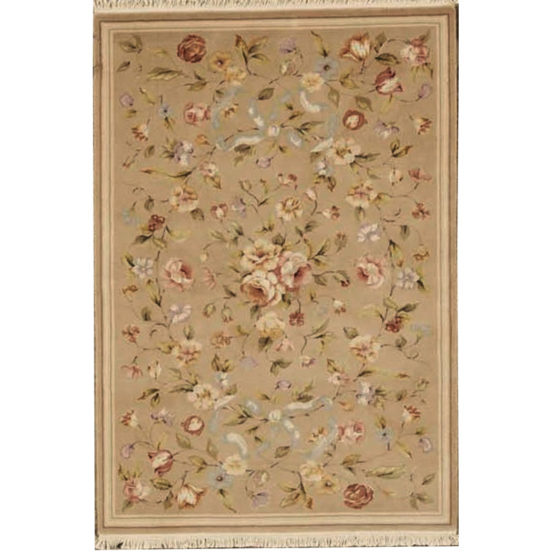 Tapis beige noué à la main de haute qualité
