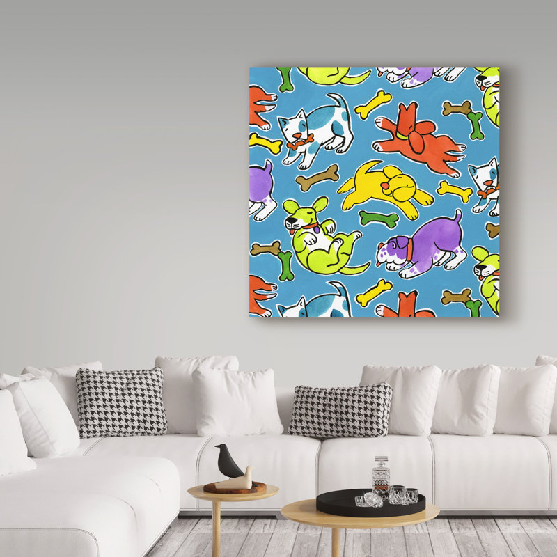 «Fun Dogs Répétition» de Hollifield, reproduction de peinture acrylique sur toile tendue, H 24 po x l 24 po x P 2 po