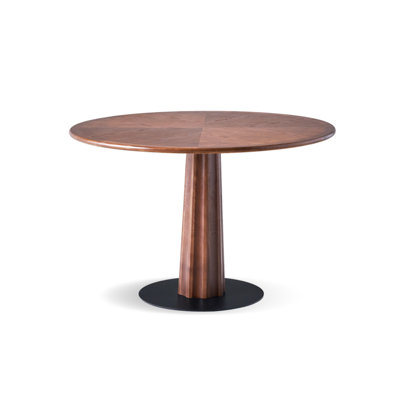 Walnut+Black Round Solid Wood Dining table