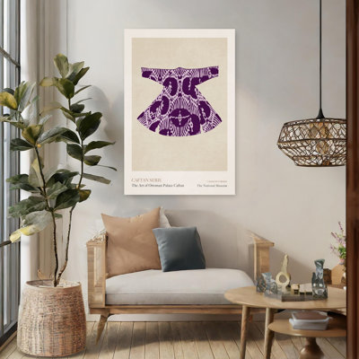 «Mauve Caftan Elegance», art mural traditionnel rétro