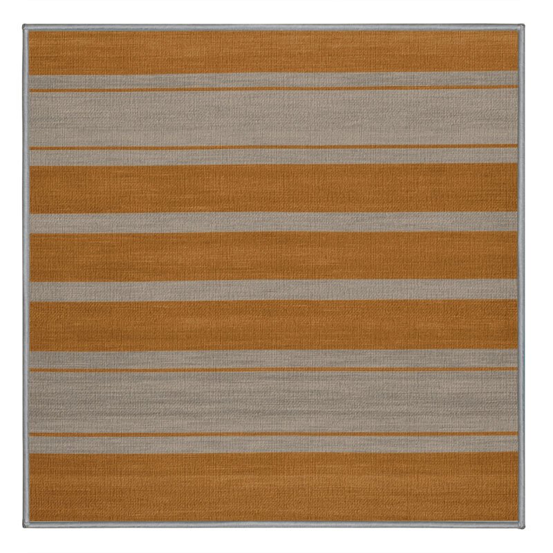  Tapis lavable rayé gris clair ocre, Carré 5 pi