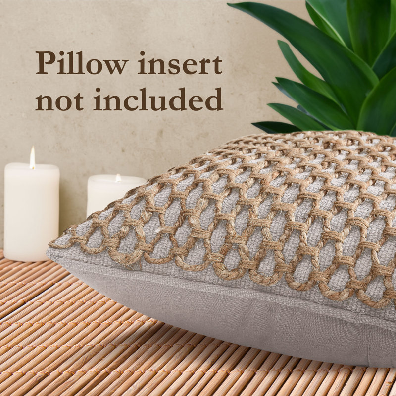 Boho Living Jada Decorative Pillow Collection Living Cotton Blend Square Throw Pillow Cover, Gray