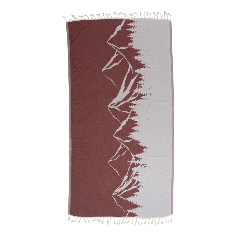 Mountain Print 100% Cotton Beach Towel, Red