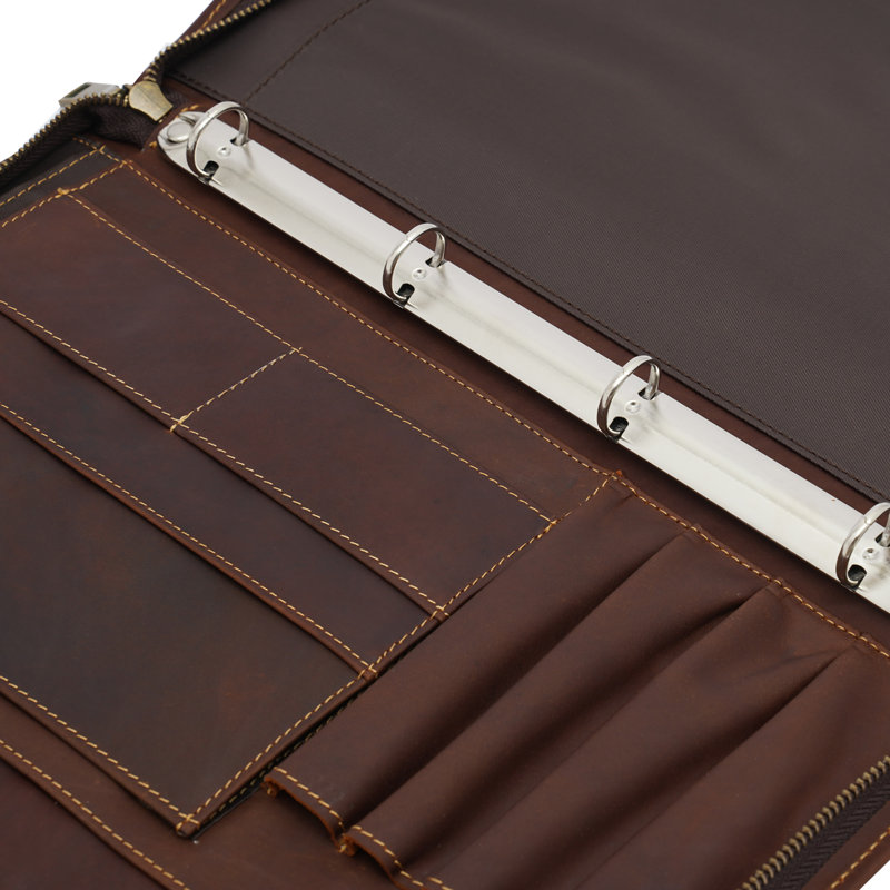 Leather File Organizer, Coffee