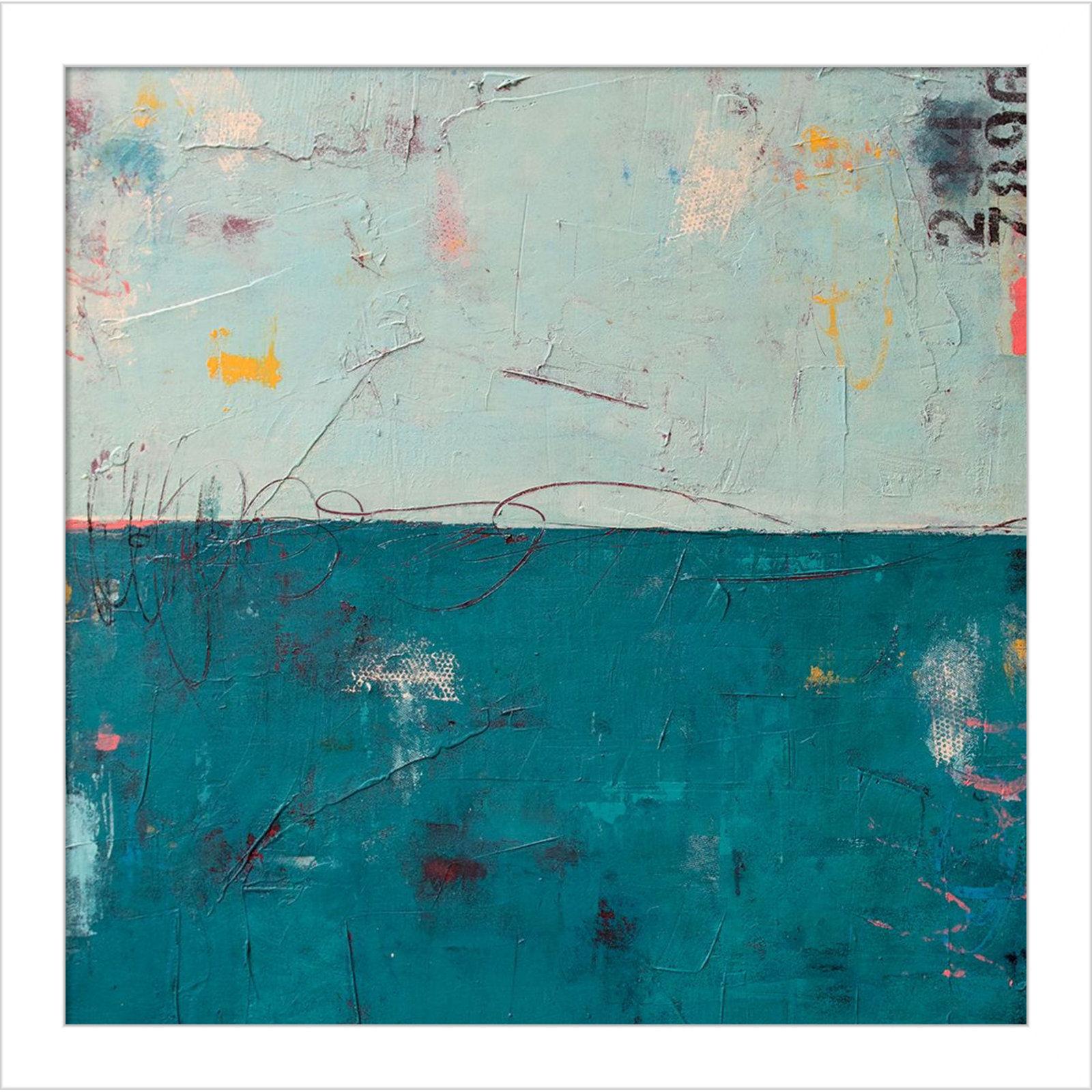Blue Bay Hideaway Print by Erin Ashley, 13" H x 13" W, White