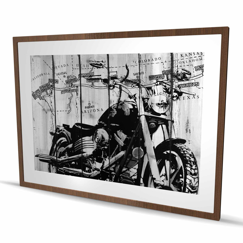 Moto grise et noire | Impression de bureau encadrée