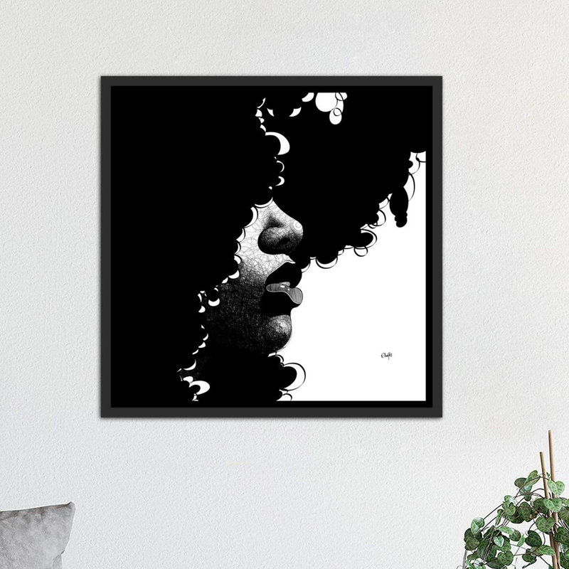 «Daughter of the Universe» par Ohab TBJ - impression d'art graphique, Toile encadrée, H 37 po x l 37 po, Noir patiné
