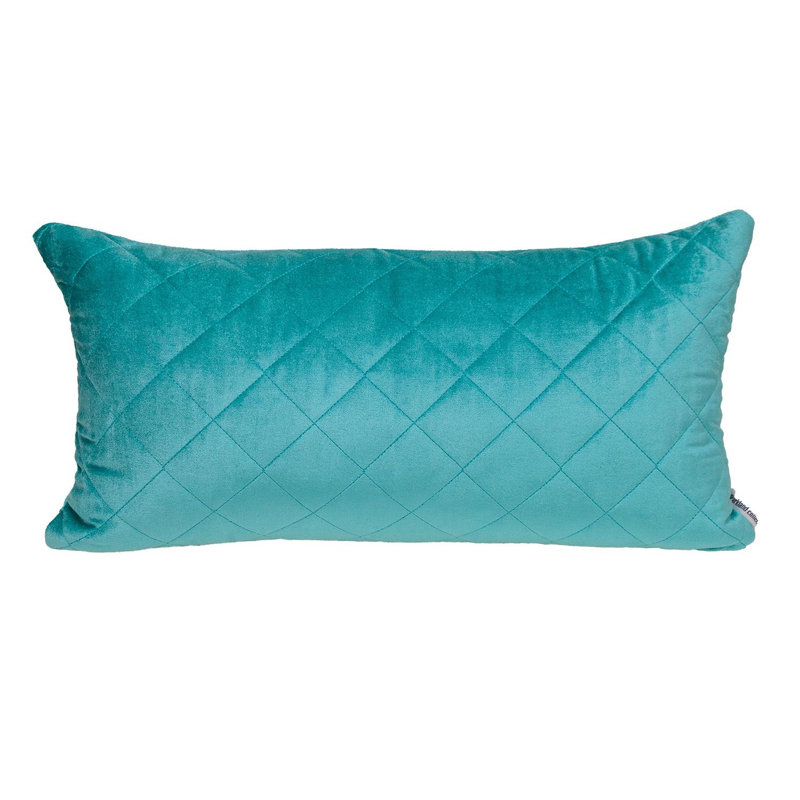 Coussin touffeté à losanges jaune ocre transitionnel, Turquoise
