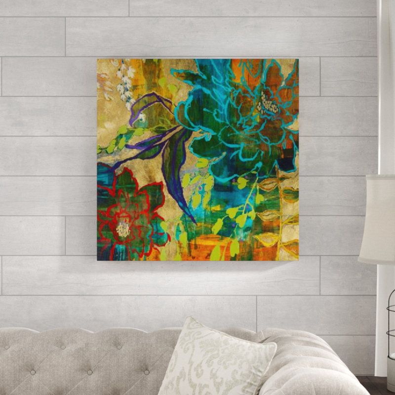 Fleurs sauvages - impression, H 30 po x l 30 po x 1,5 po, Couche de verre