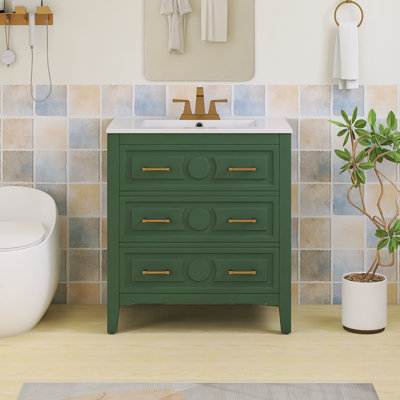 Ensemble de meuble-lavabo autoportant 30 po avec comptoir en céramique 30 po
