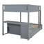 Lit superposé double avec lit gigogne simple, rangement et bureau-1881782407
