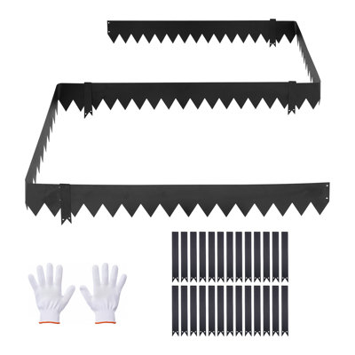 Bordure de paysage en acier galvanisé, bordure en métal 40 po x 6 po pour l'aménagement paysager avec 26 pinces de fixation, bordure de jardin en métal robuste pour lit de fleurs, sentier de jardin, noir