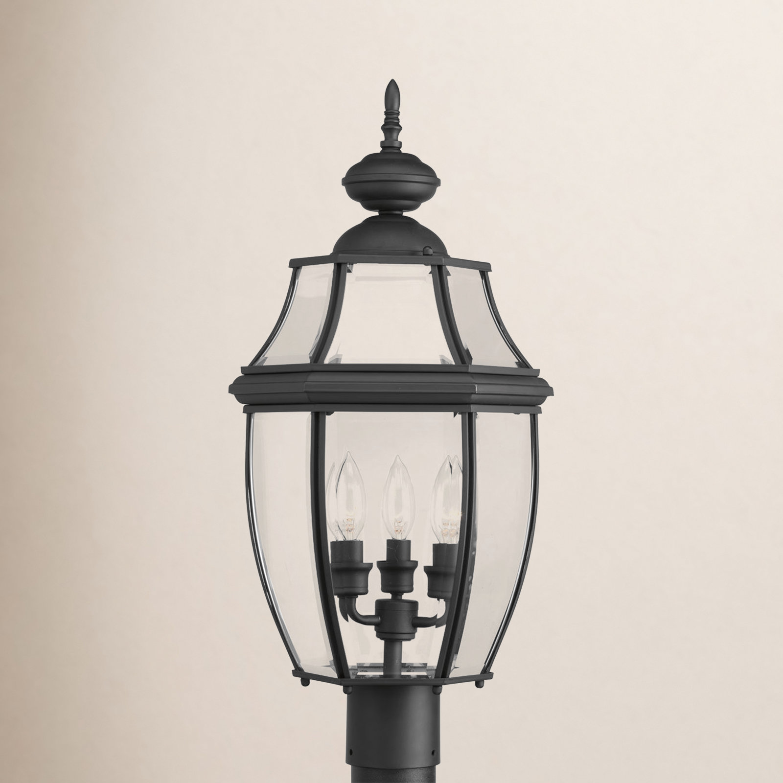 Beveled Glass Outdoor Lantern Head, Black